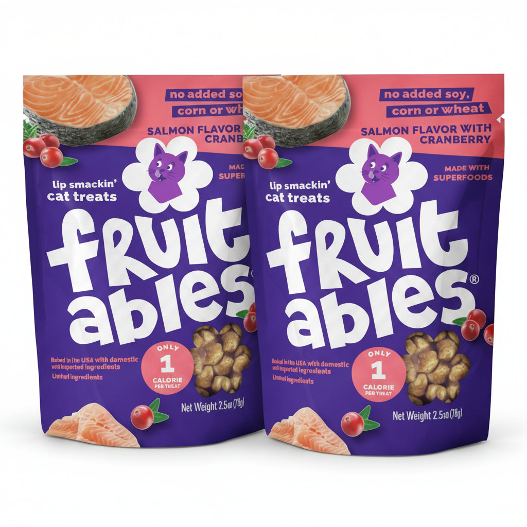 Fruitables Cat Treats, Healthy Treats For Cats, Low Calorie and Packed with Protein, Crunchy Biscuits, No Wheat, Corn or Soy, Made with Real Salmon and Cranberry, 2.5oz (pack of 2)