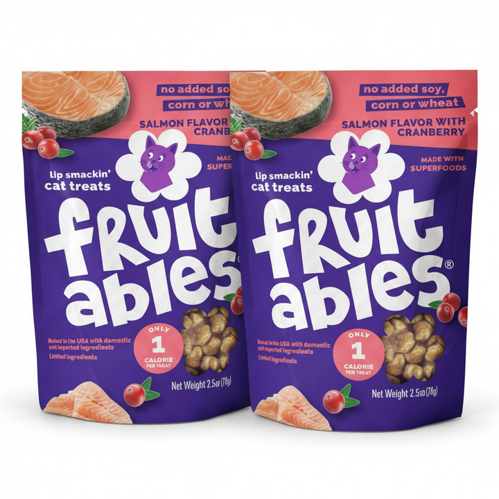 Fruitables Cat Treats, Healthy Treats For Cats, Low Calorie and Packed with Protein, Crunchy Biscuits, No Wheat, Corn or Soy, Made with Real Salmon and Cranberry, 2.5oz (pack of 2)