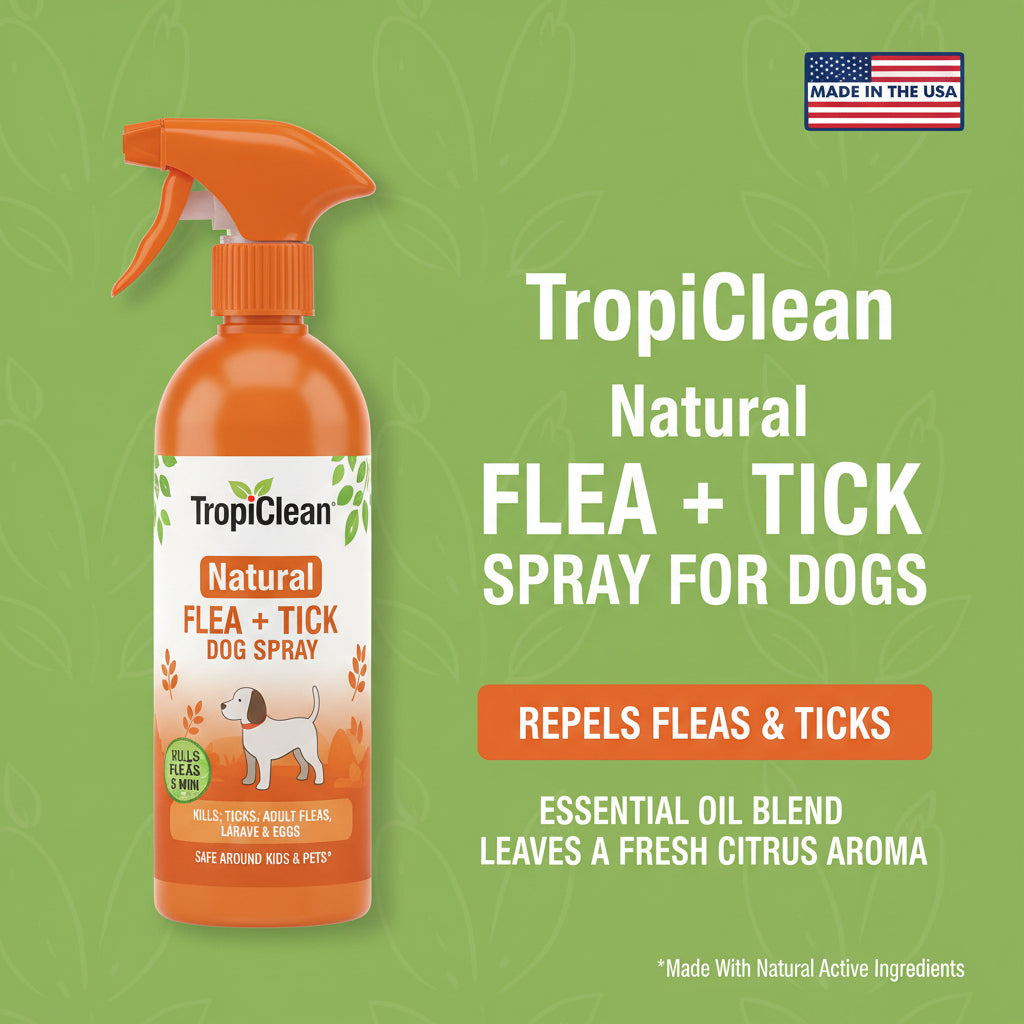 TropiClean Natural Maximum Strength Flea and Tick Spray for Dogs, 16ozTropiClean Natural Maximum Strength Flea and Tick Spray for Dogs, 16oz