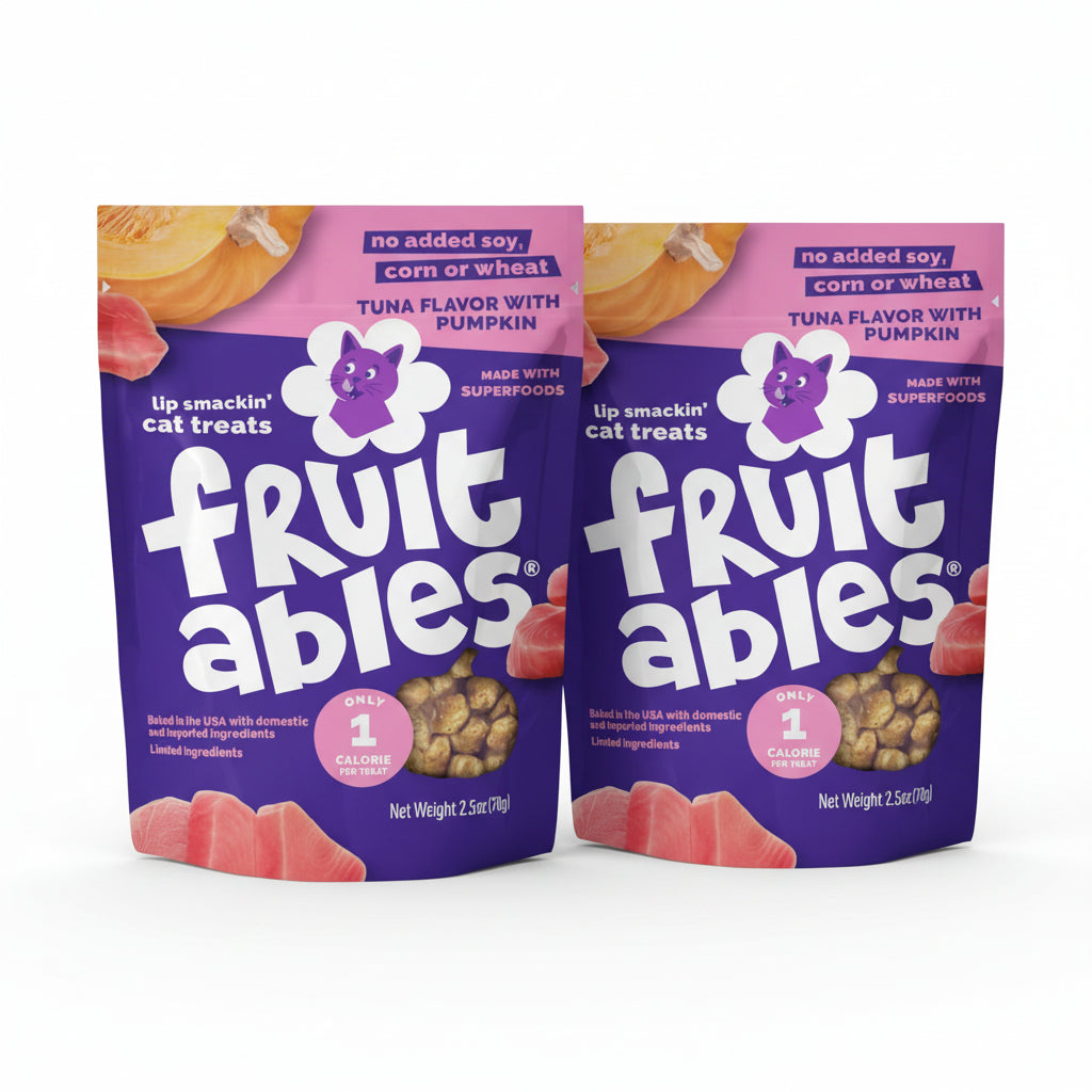 Fruitables Cat Treats, Healthy Treats For Cats, Low Calorie and Packed with Protein, Crunchy Biscuits, No Wheat, Corn or Soy, Made with Real Tuna and Pumpkin, 2.5oz (Pack of 2)