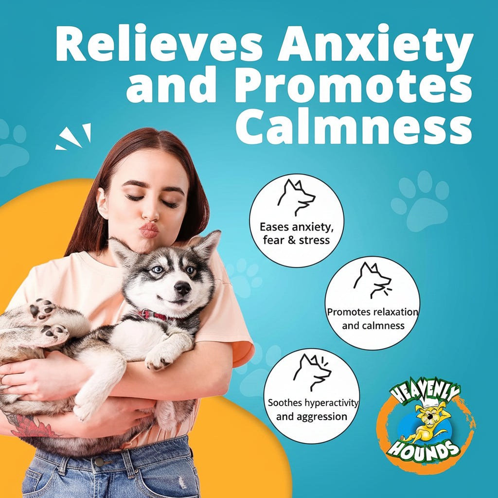 Heavenly Hounds Peanut Butter Chews - Anxiety Relief for Dogs - Natural Ingredients - No Hemp Calming Treats, 2 Oz - Pack of 12