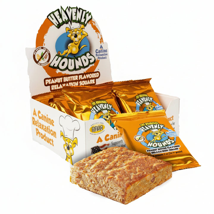 Heavenly Hounds Peanut Butter Chews - Anxiety Relief for Dogs - Natural Ingredients - No Hemp Calming Treats, 2 Oz - Pack of 12