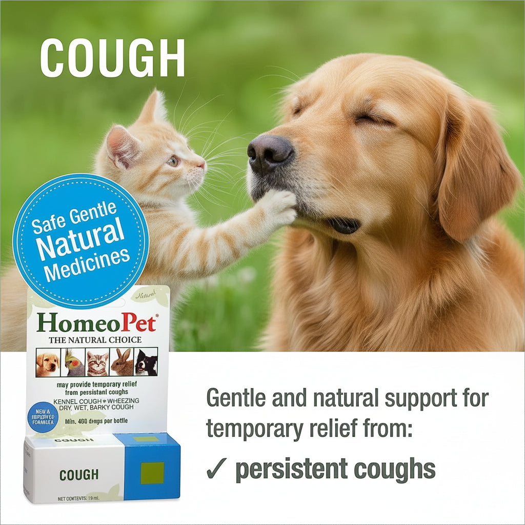 HomeoPet Cough, Safe and Natural Cough Supplement for Dogs, Cats, and Small Pets, 15 Milliliters