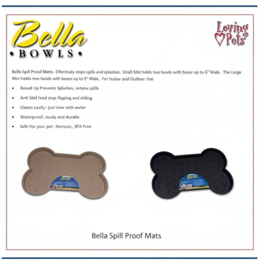 Loving Pets Spill-Proof Bone Shaped Dog Mat Black, 1ea/SM