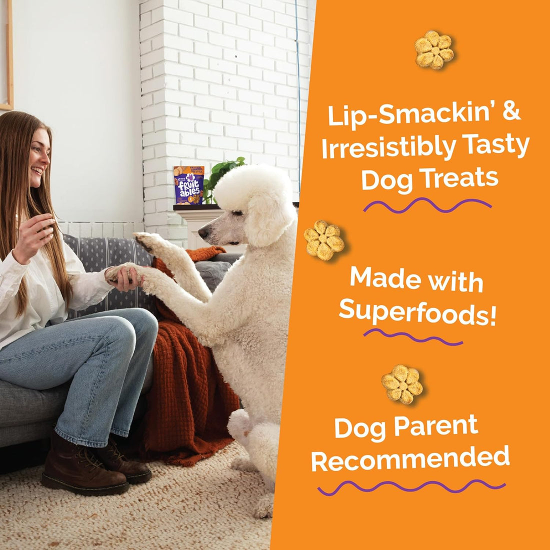 Fruitables Baked Dog Treats, Sweet Potato Snacks for Dogs, Low Calorie & Delicious, No Wheat, Corn or Soy, Healthy Puppy Training Treats, Made in the USA, Sweet Potato and Cranberry Flavor, 7oz