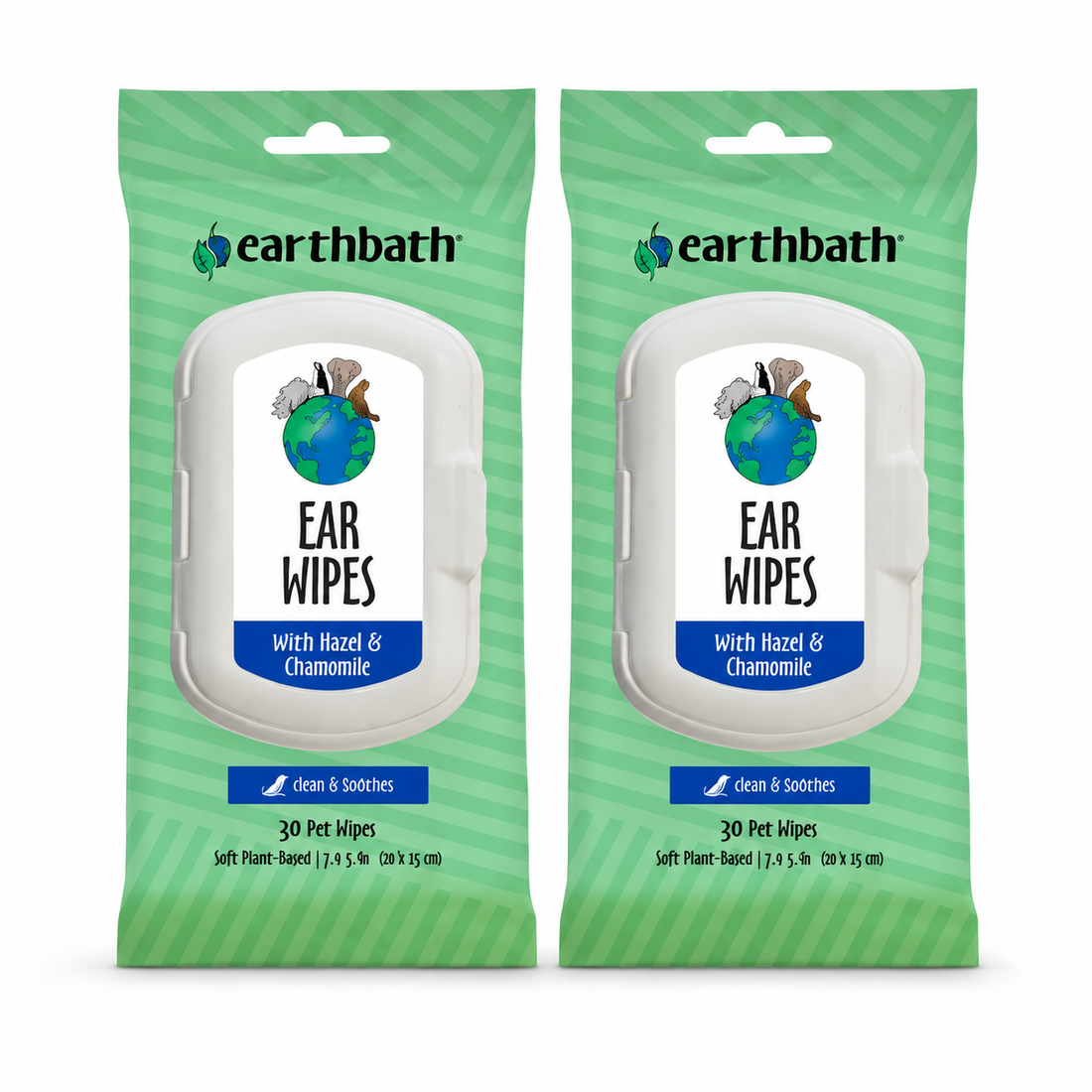 Earthbath Ear Wipes Witch Hazel & Chamomile- Dog Wipes- 30 ct (Pack of 2)