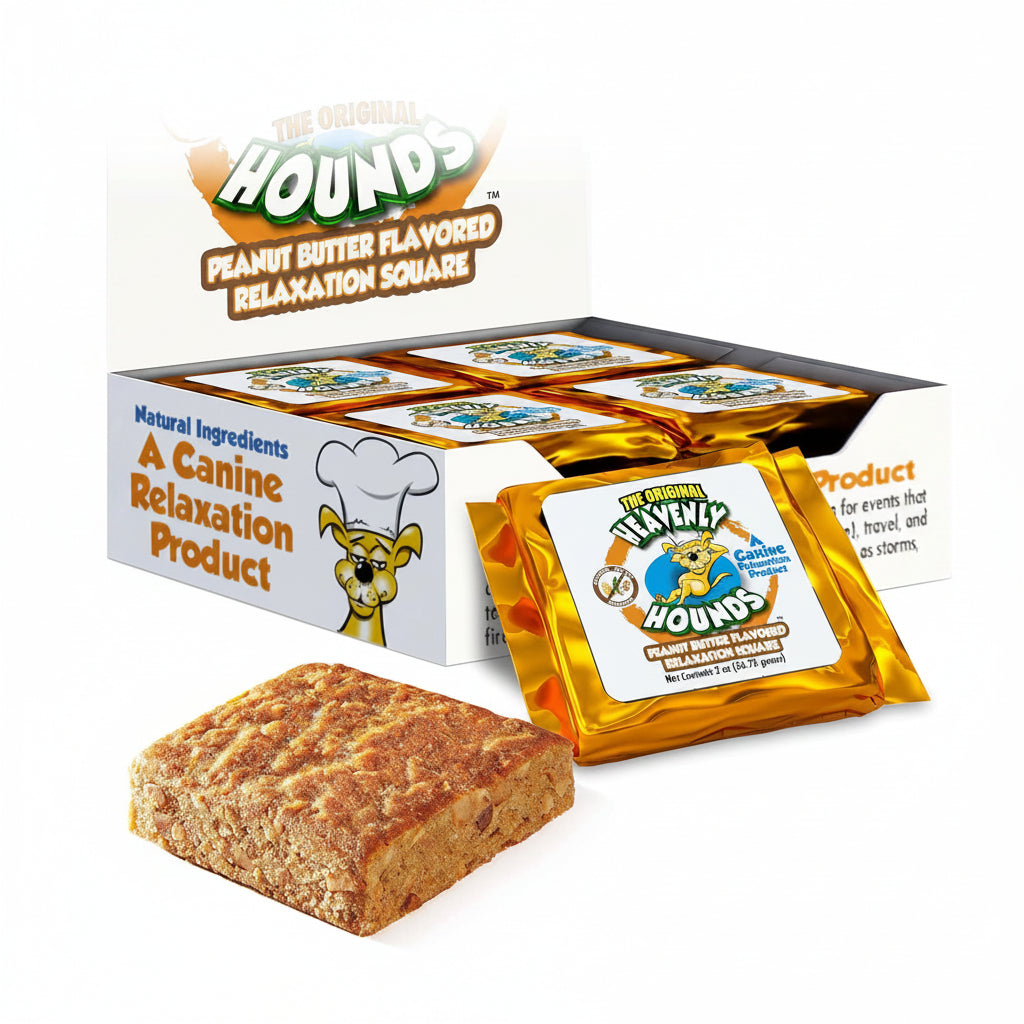Heavenly Hounds Peanut Butter Chews - Anxiety Relief for Dogs - Natural Ingredients - No Hemp Calming Treats, 2 Oz - Pack of 12