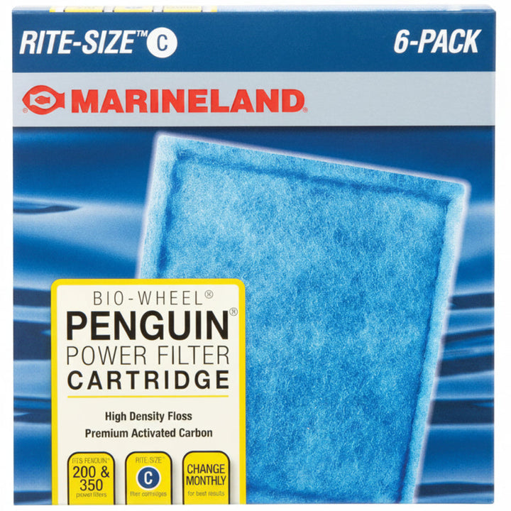 Marineland Replacement Cartridge for Penguin 200B, 350B, 170B, and 330B Power Filters 1ea/Rite-Size C, 6 pk