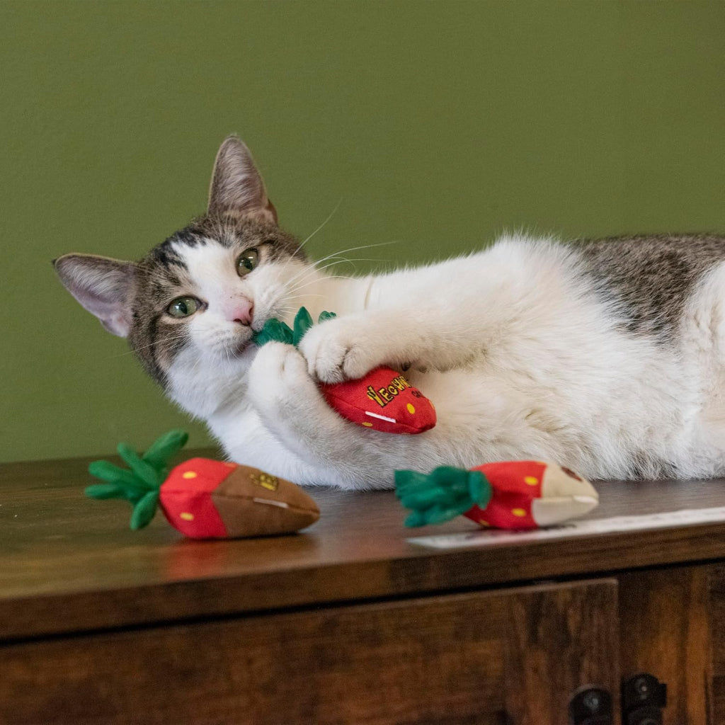 Yeowww!, Strawberries Catnip Cat Toy, 3 Count