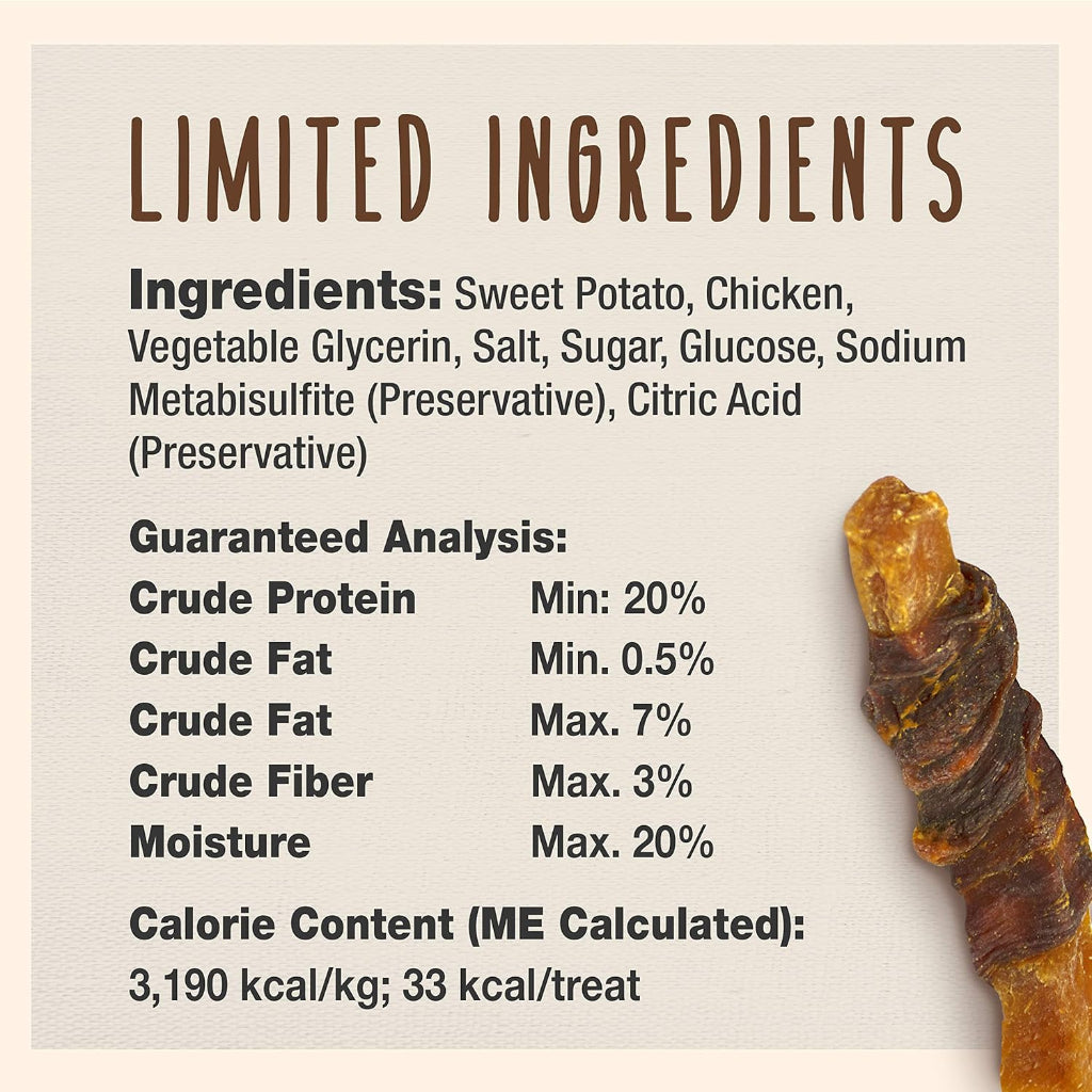 Cadet Gourmet Sweet Potato & Chicken Wraps Limited-Ingredient Dog Chews, Healthy and Natural Training Treats for Small and Large Dogs, 14 oz.
