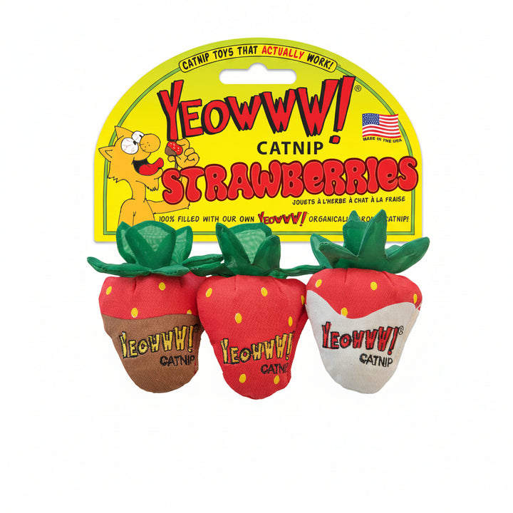 Yeowww!, Strawberries Catnip Cat Toy, 3 Count