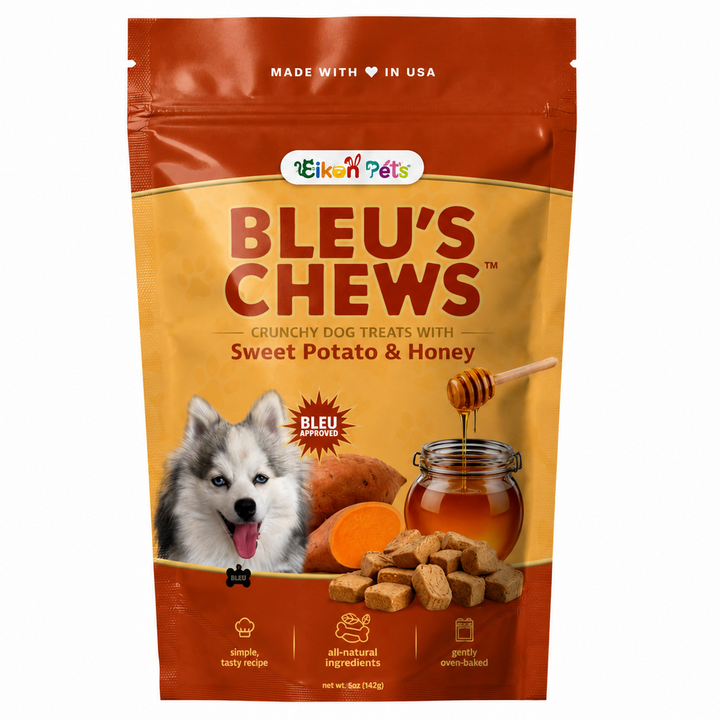 Eikon Pets BLEU'S CHEWS Crunchy Dog Treats with Sweet Potato & Honey, Oven-Baked, All-Natural, 5 oz