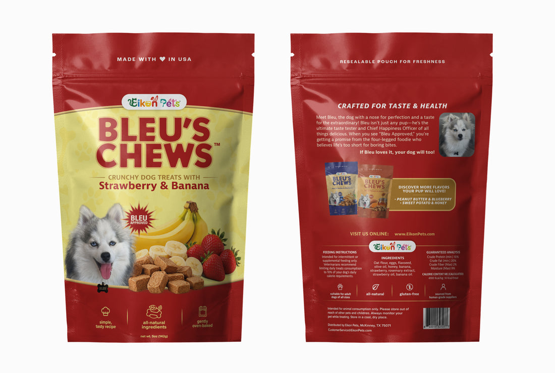Bleu's Chews Crunchy Dog Treats with Strawberry & Banana | 5 oz