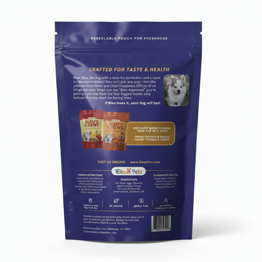 Eikon Pets Bleu’s Chews™ Crunchy Dog Treats with Peanut Butter & Blueberry