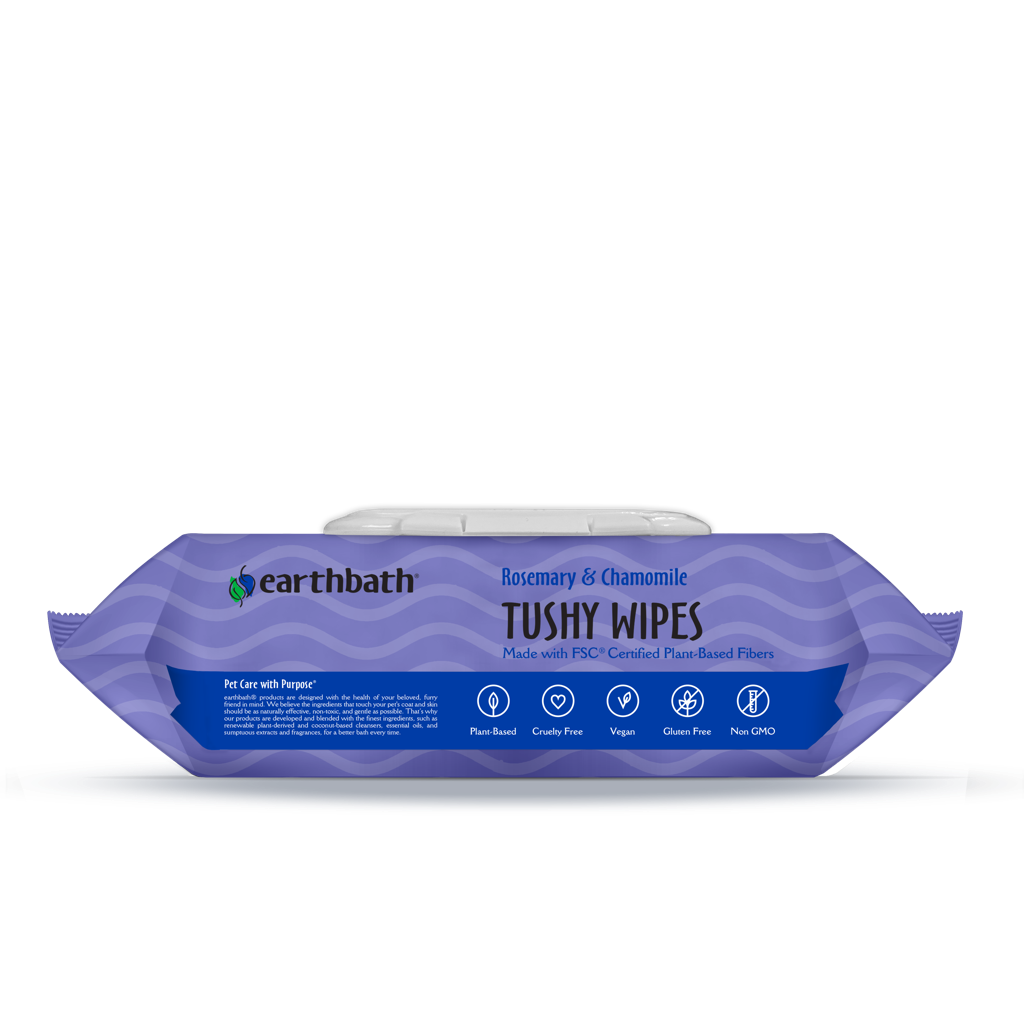 earthbath, Rosemary & Chamomile Tushy Wipes, 100 ct