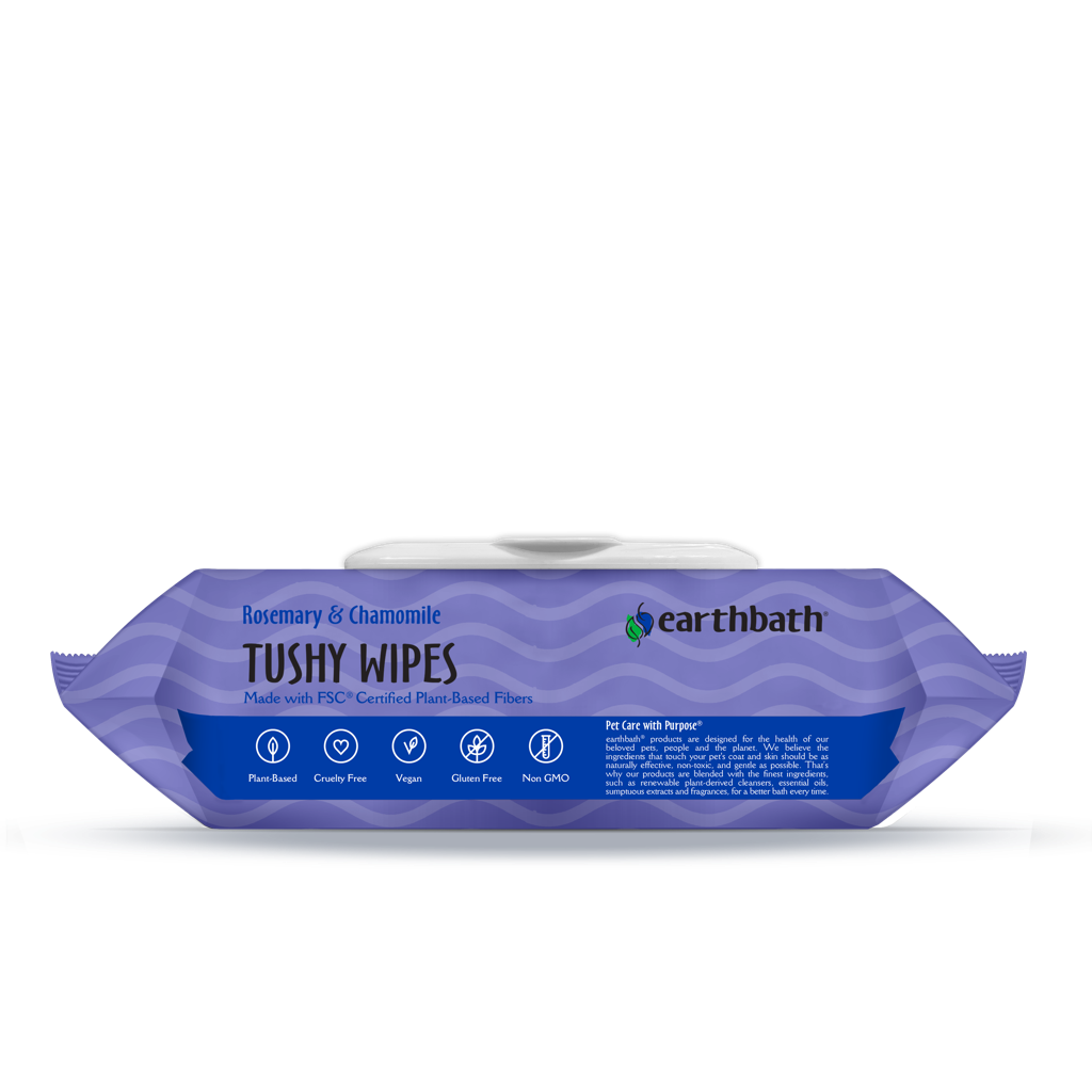 earthbath, Rosemary & Chamomile Tushy Wipes, 100 ct
