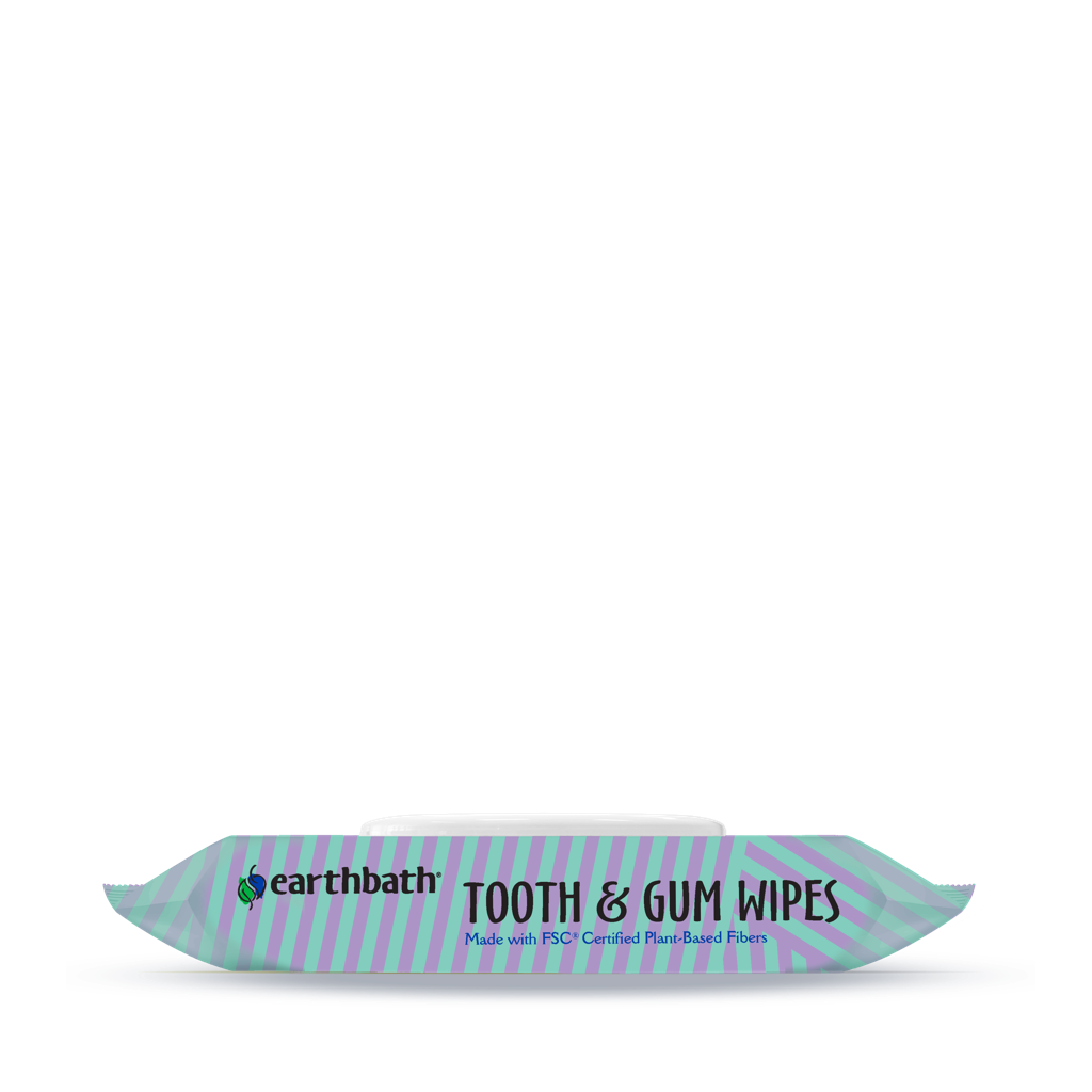 earthbath Tooth & Gum Wipes - Mint Dog Teeth Cleaning Wipes, No Brush Pet Dental Finger Swab for Dog and Cat Teeth Cleaning, Made in USA - Baking Soda & Cornmint, 50 Count