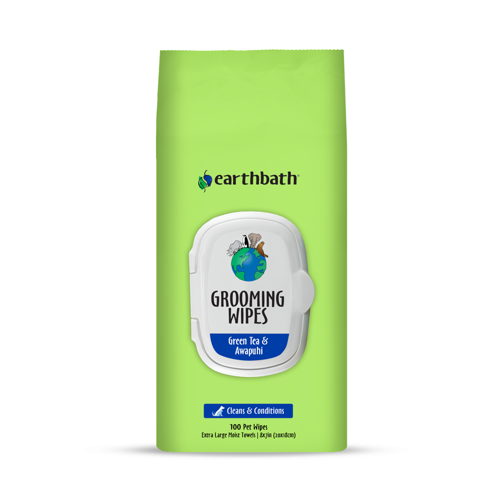 earthbath Green Tea & Awapuhi Pet Grooming Wipes for Dogs & Cats - 100 Count