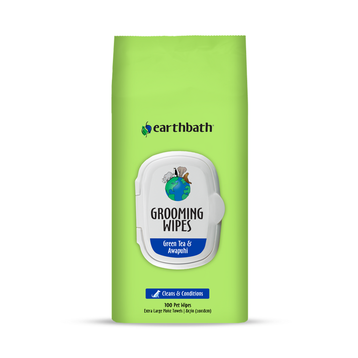 earthbath Green Tea & Awapuhi Pet Grooming Wipes for Dogs & Cats - 100 Count