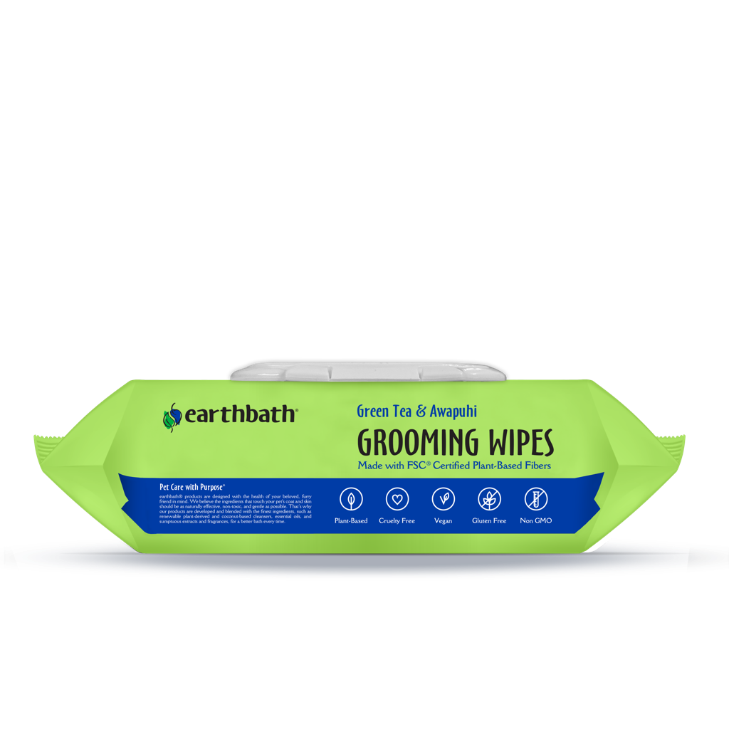 earthbath Green Tea & Awapuhi Pet Grooming Wipes for Dogs & Cats - 100 Count