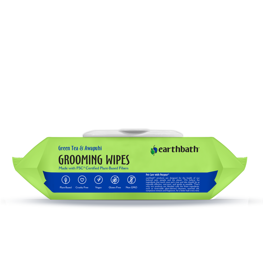 earthbath Green Tea & Awapuhi Pet Grooming Wipes for Dogs & Cats - 100 Count