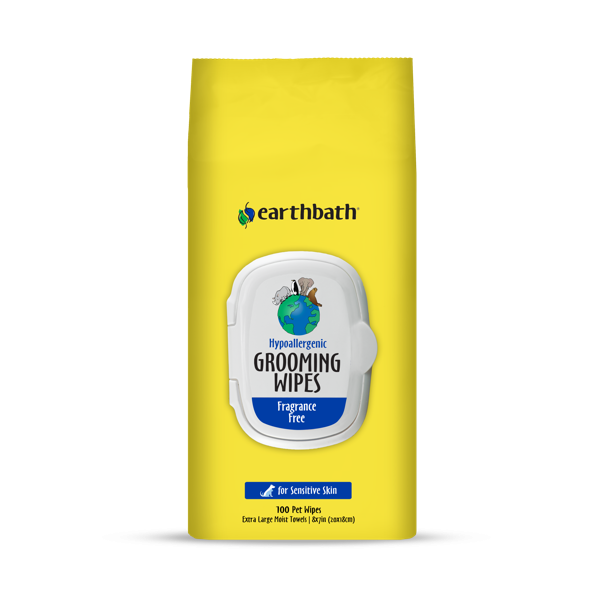 earthbath Dog Grooming Wipes - Dog Wipes for Paws and Butt, Pet Wipes for Dogs &amp; Cats, Helps Itchy &amp; Dry Skin -Fragrance Free, 100 Count (1 Pack)