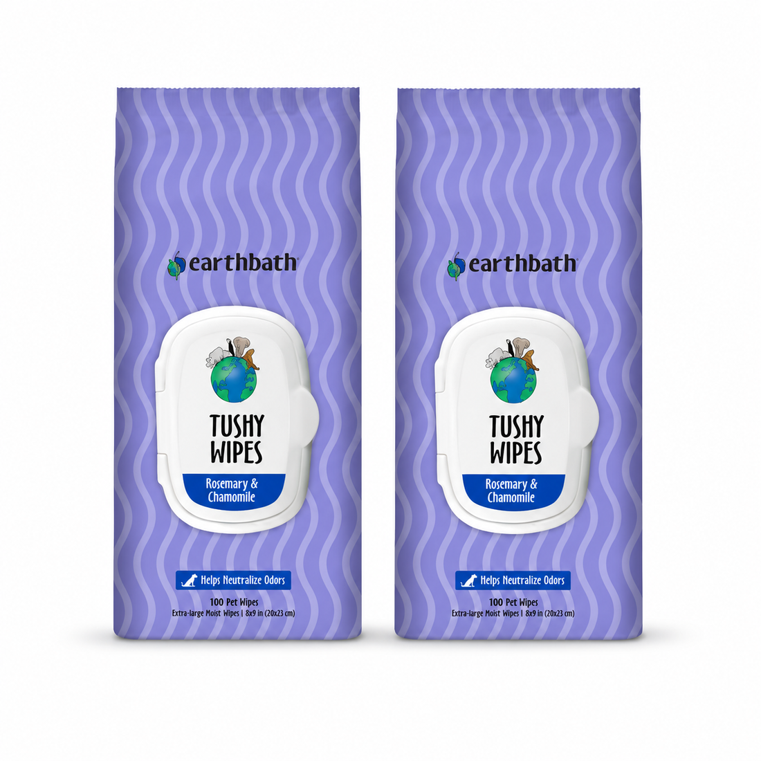 earthbath, Rosemary & Chamomile Tushy Wipes, 100 ct (2 Pack)
