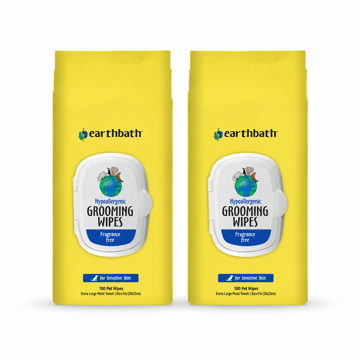 earthbath Dog Grooming Wipes - Dog Wipes for Paws and Butt, Pet Wipes for Dogs &amp; Cats, Helps Itchy &amp; Dry Skin -Fragrance Free, 100 Count (2 Pack)