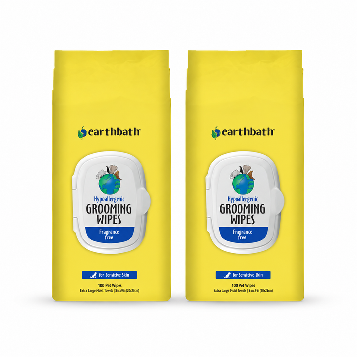 earthbath Dog Grooming Wipes - Dog Wipes for Paws and Butt, Pet Wipes for Dogs &amp; Cats, Helps Itchy &amp; Dry Skin -Fragrance Free, 100 Count (2 Pack)