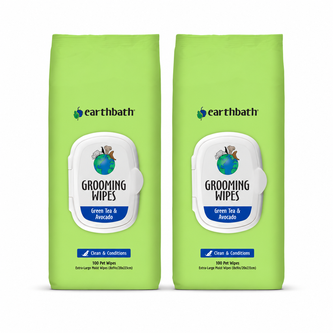 earthbath Green Tea & Awapuhi Pet Grooming Wipes for Dogs & Cats - 100 Count (2 Pack)
