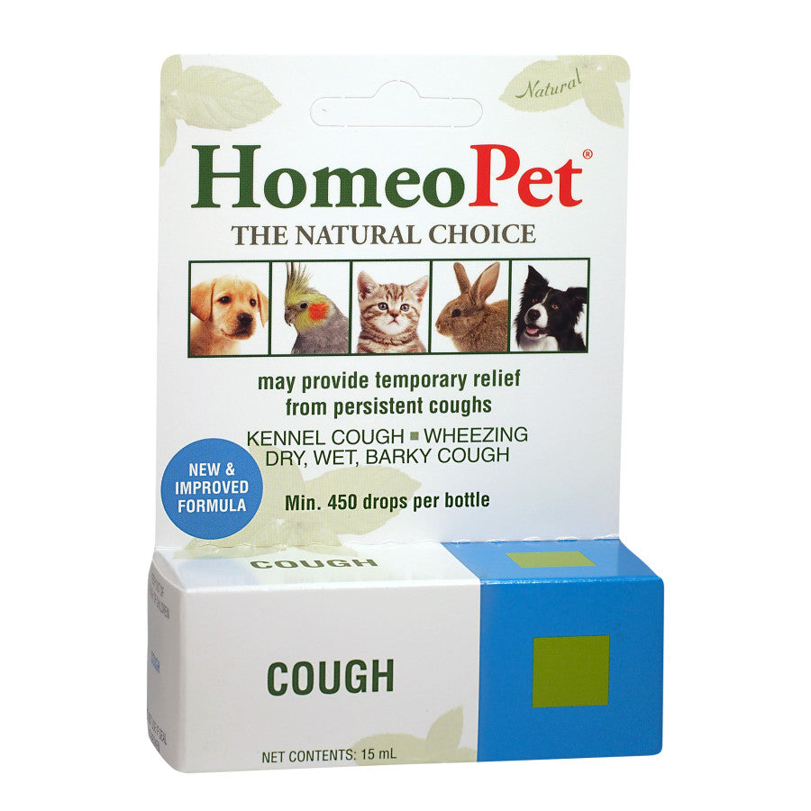 HomeoPet Cough, Safe and Natural Cough Supplement for Dogs, Cats, and Small Pets, 15 Milliliters