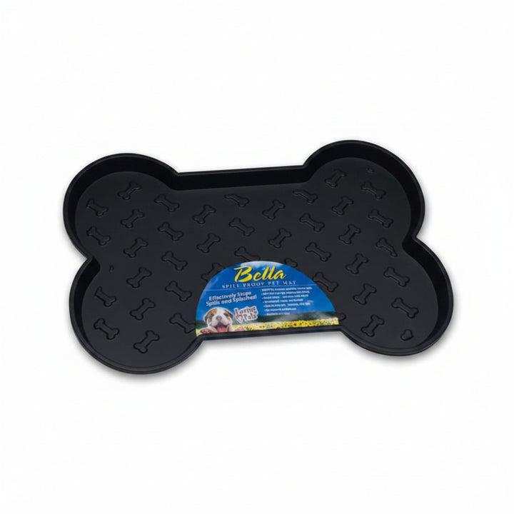 Loving Pets Spill-Proof Bone Shaped Dog Mat Black, 1ea/SM