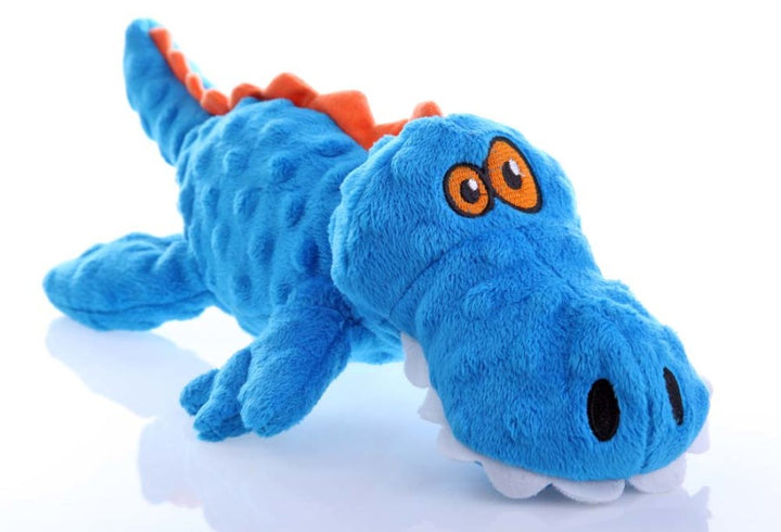 goDog Just For Me Gator with Chew Guard Technology Tough Plush Dog Toy Blue, 1ea/LG